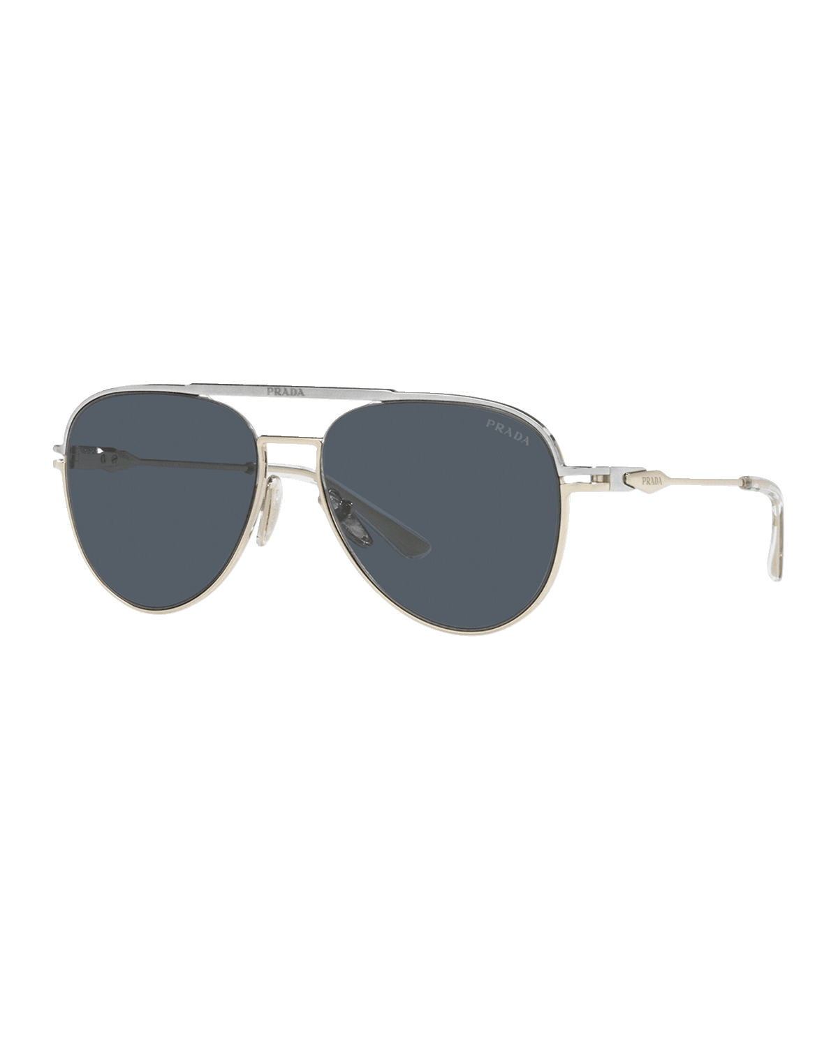 Prada Men's Metal Double Bridge Pilot Sunglasses