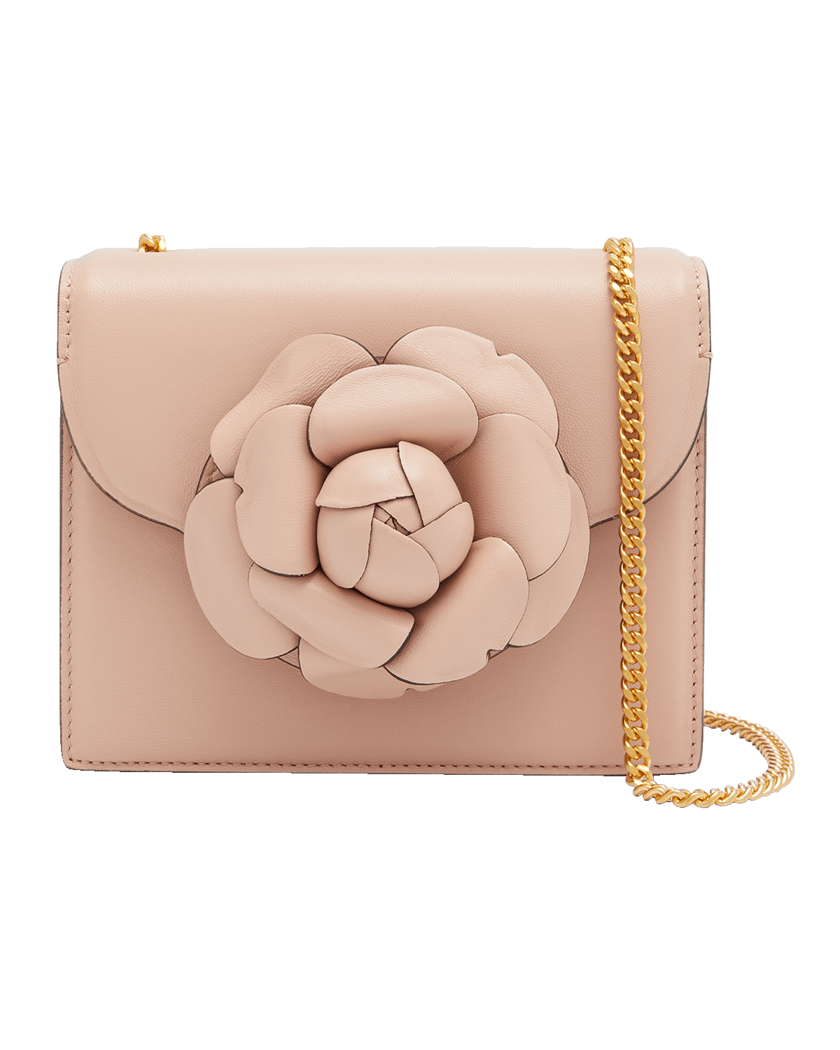 Oscar de la Renta Mini Flower Napa Leather Chain Crossbody Bag