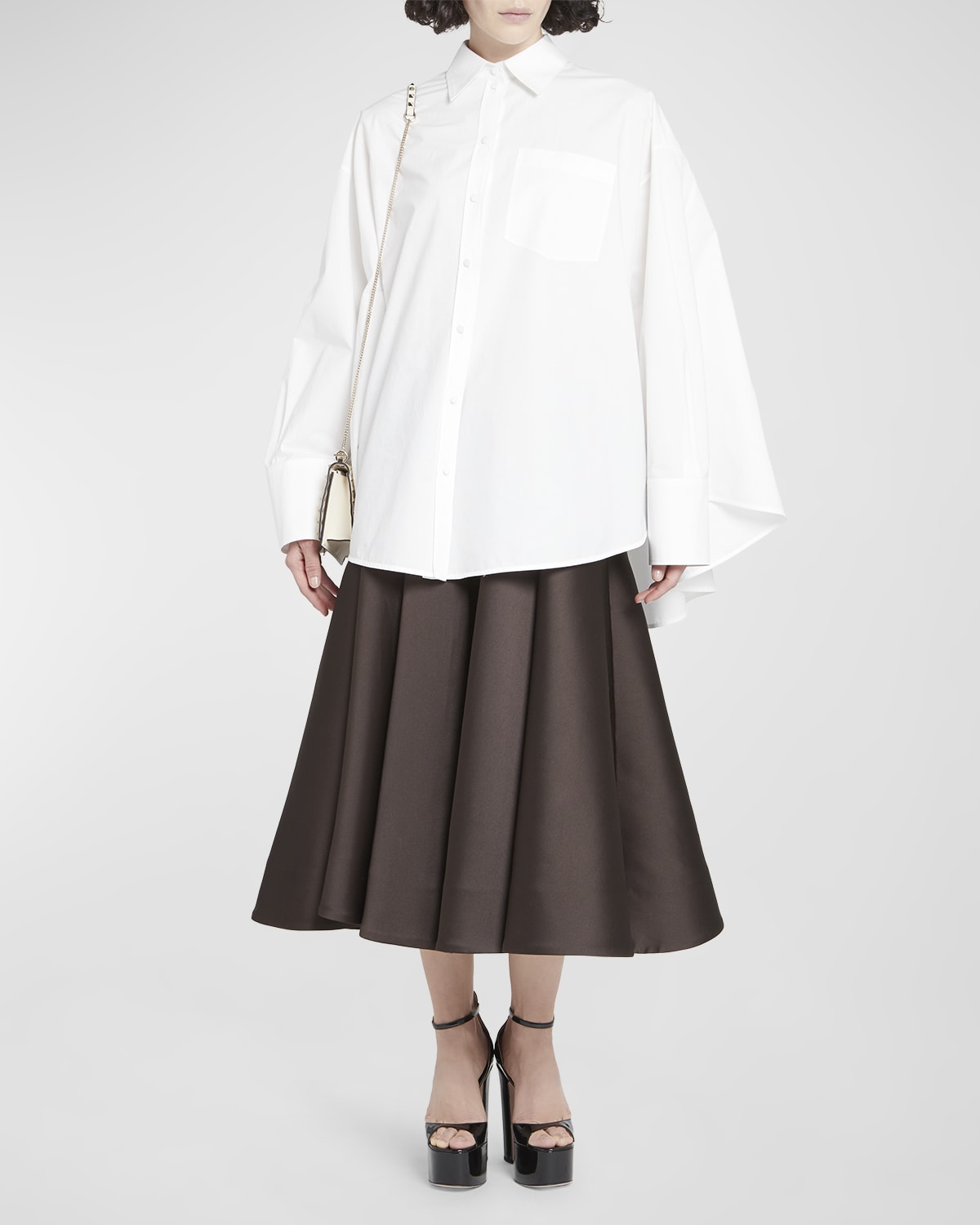 Valentino Oversized Cotton Poplin Collared Shirt