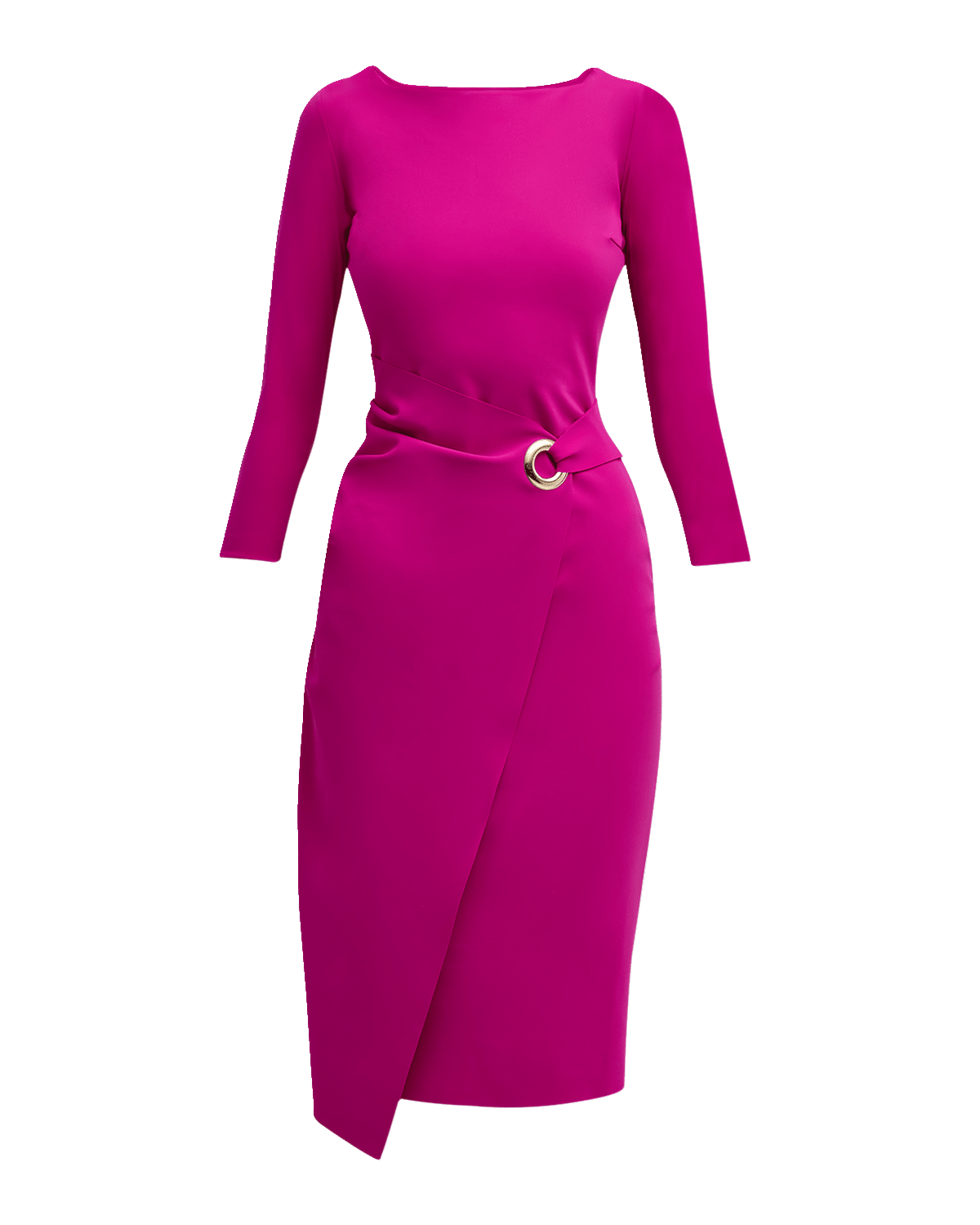 Chiara Boni La Petite Robe Zelie Bateau-Neck 3/4-Sleeve Midi Dress