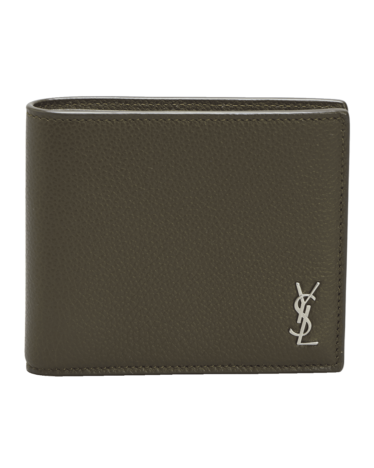 Saint Laurent Men's Monogram Plaque Leather Bifold Wallet
