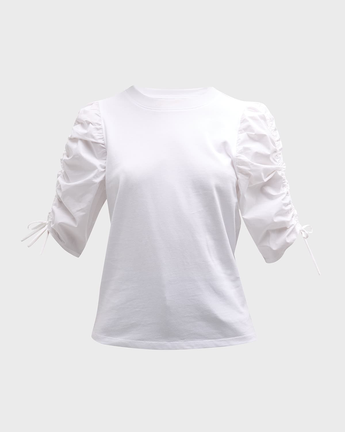 FRAME Ruched-Sleeve Tee