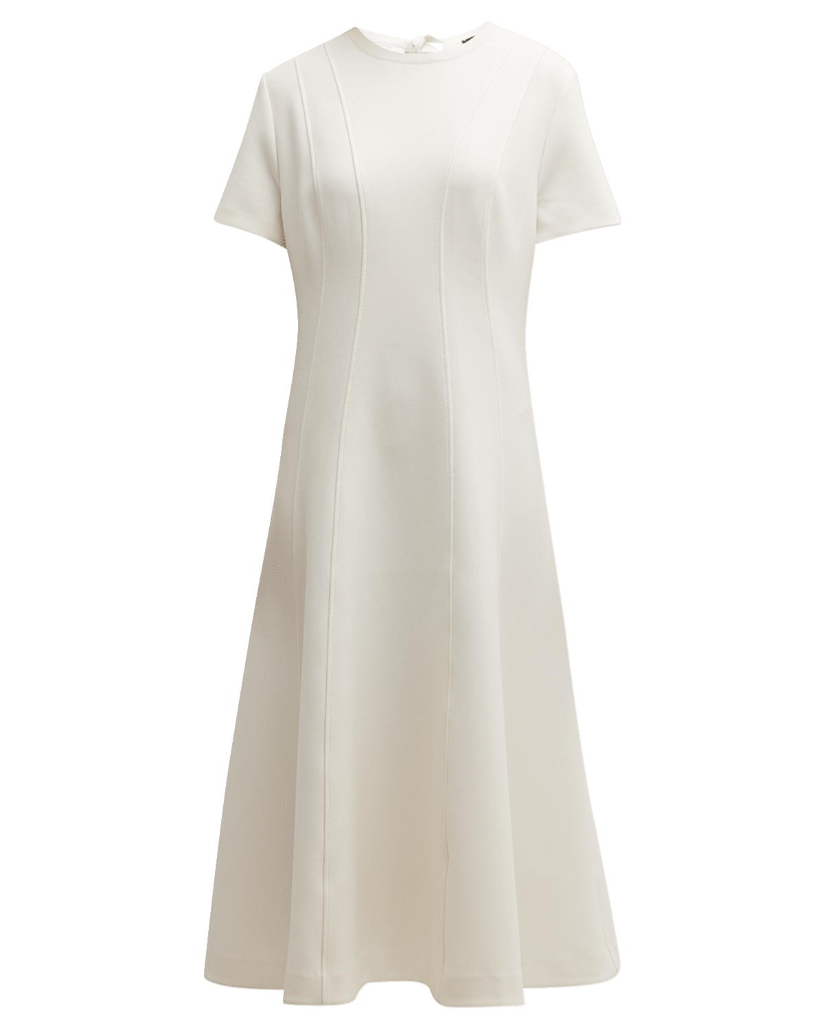 St. John Princess Dart Short-Sleeve Crepe Midi Dress