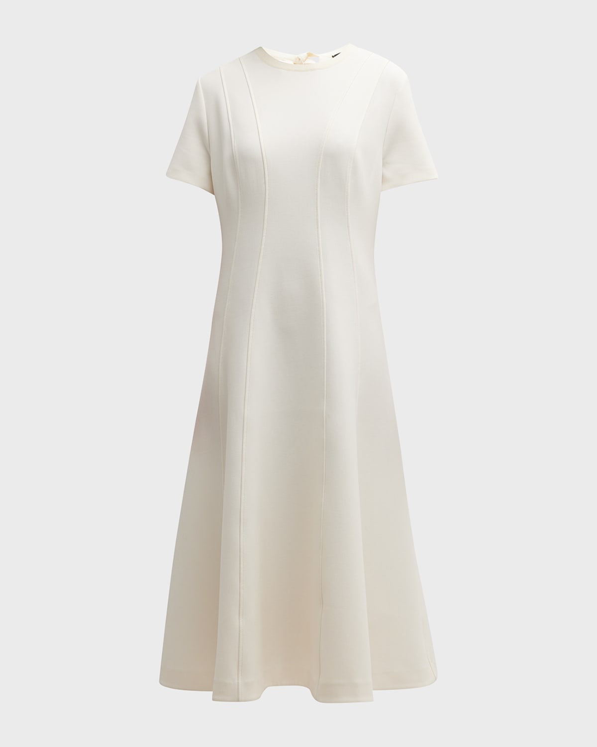 St. John Princess Dart Short-Sleeve Crepe Midi Dress