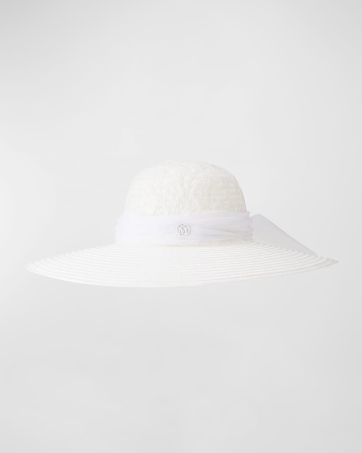 Maison Michel Large-Brim Blanche Bridal Hat