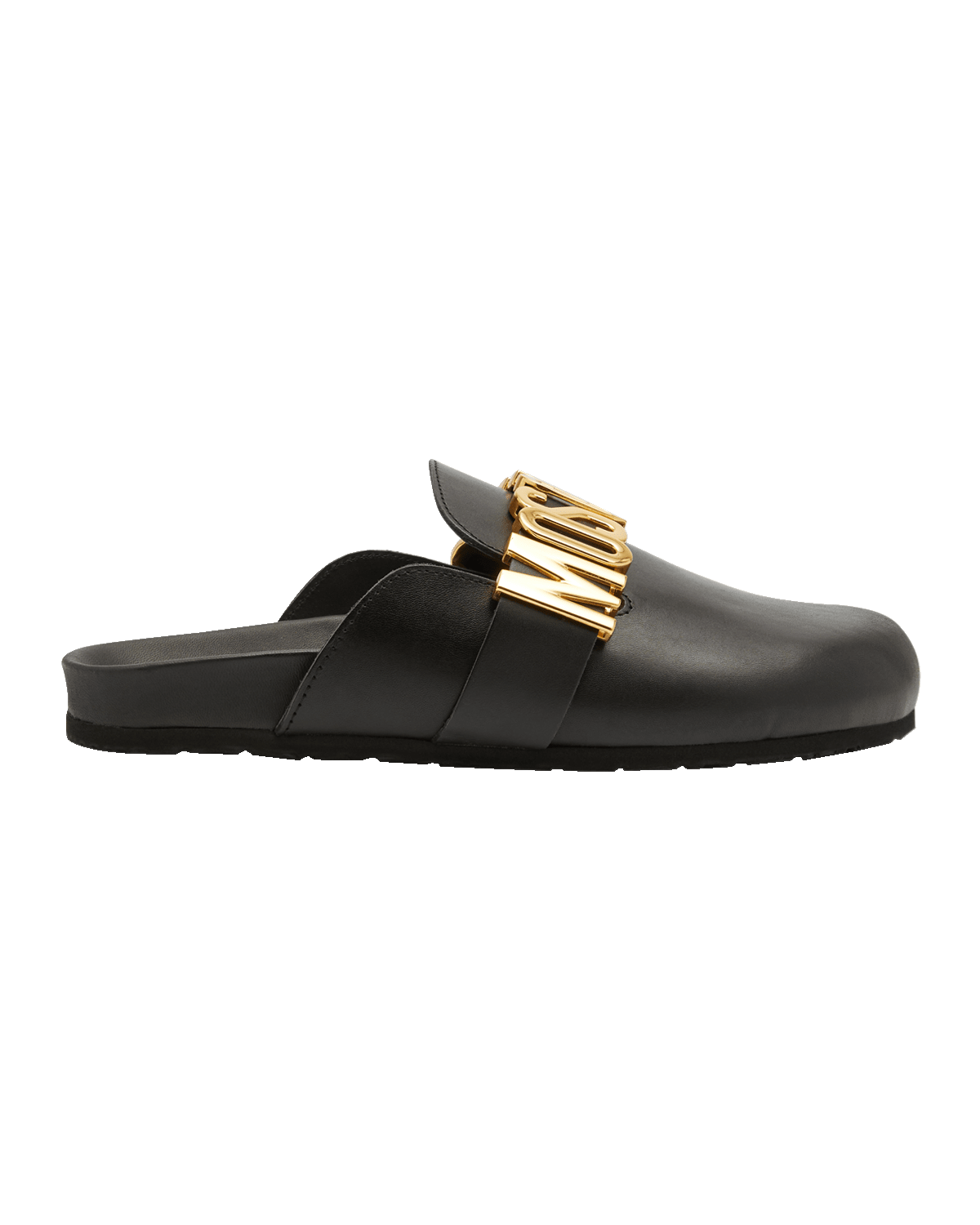 Moschino Men's Logo Leather Clog Slides