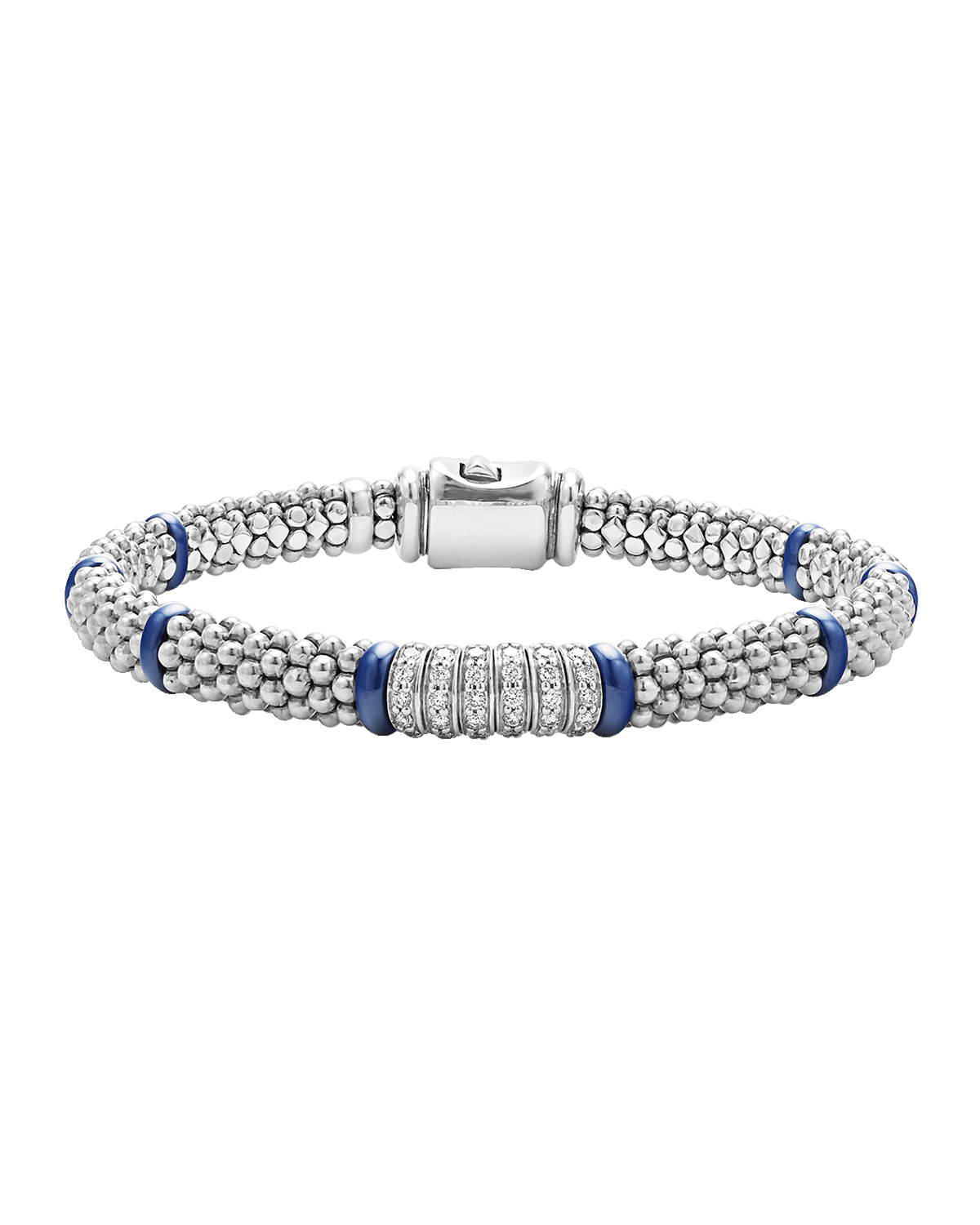 LAGOS Sterling Silver Six Station Diamond Caviar Bracelet