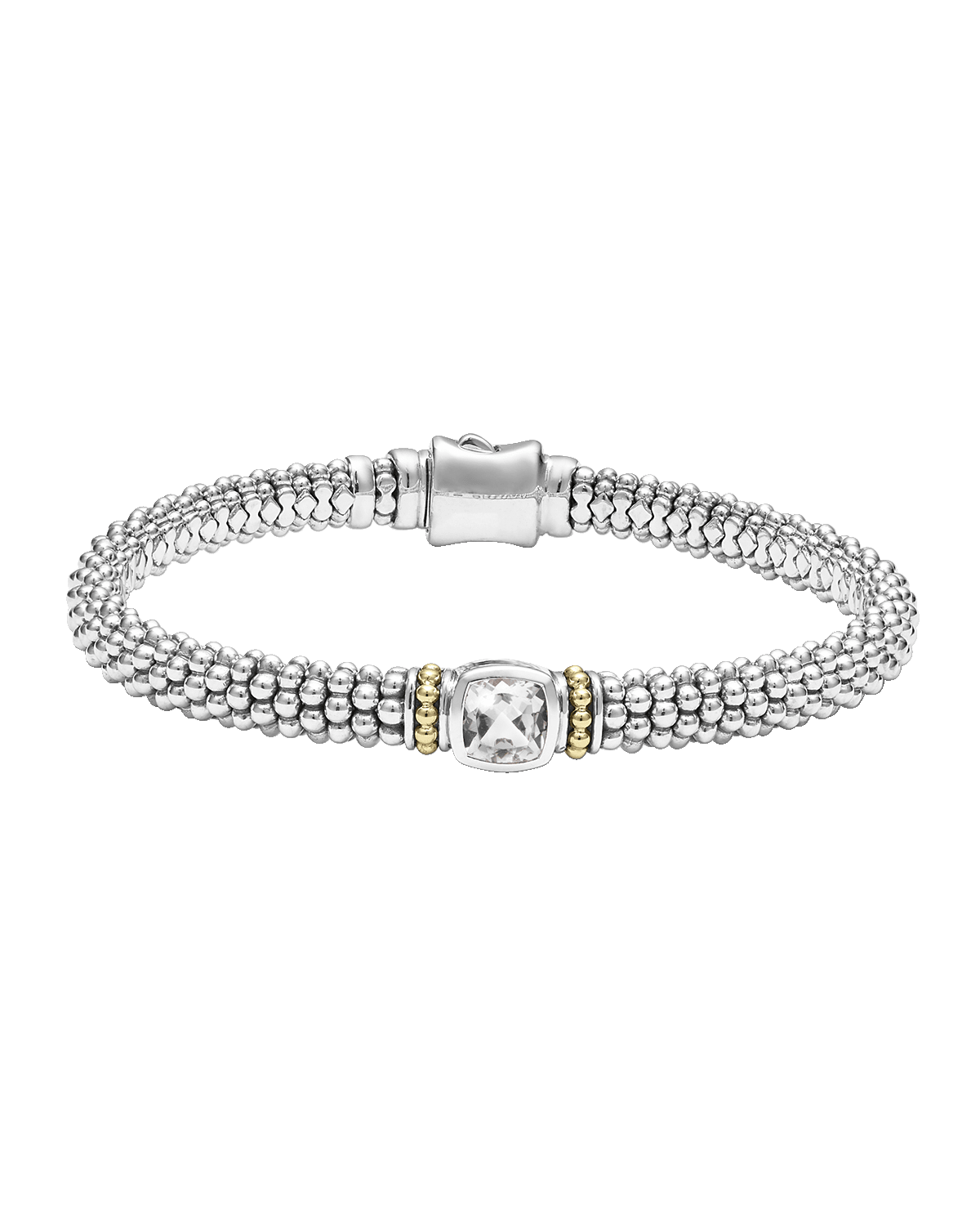 LAGOS Rittenhouse White Topaz Bracelet in Sterling Silver and 18k Gold, 6mm
