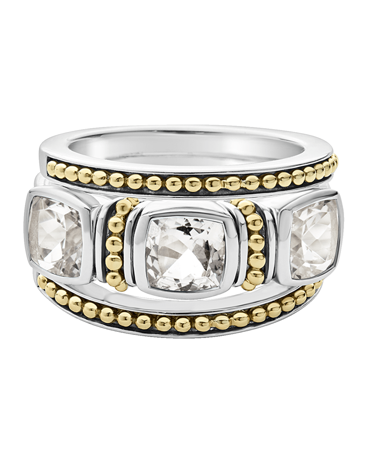 LAGOS Rittenhouse White Topaz Triple 6mm Cushion-Set Ring