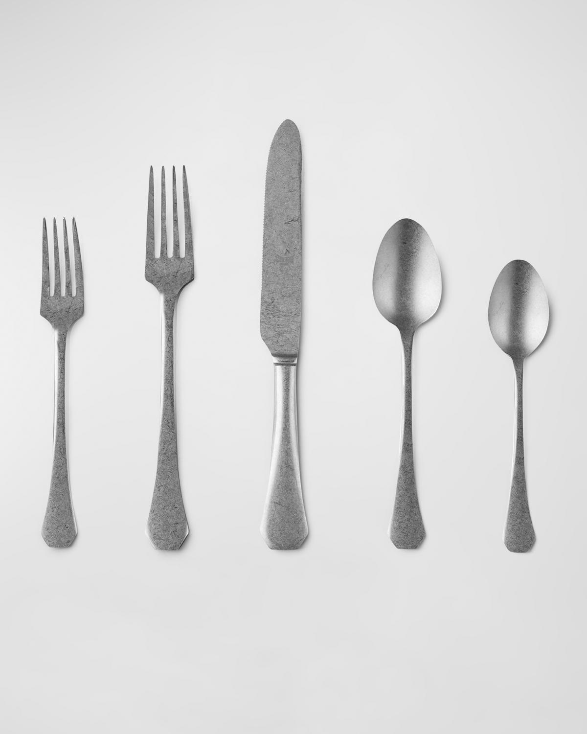 Cutlery 5-Piece Moretto Pewter Flatware Set Cutlery 5-Piece Moretto Pewter Flatware Set