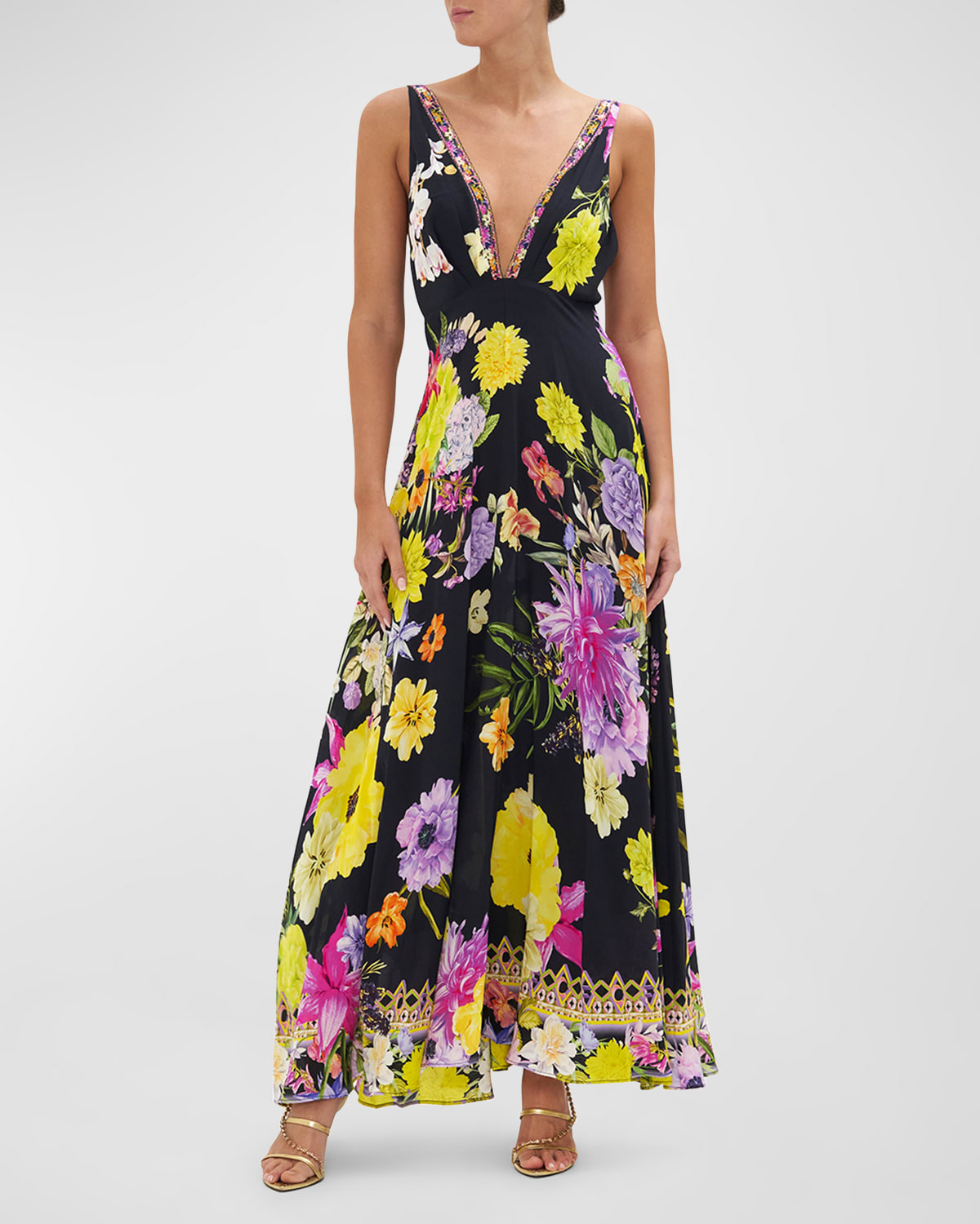 Silk Floral Dress Neiman Marcus