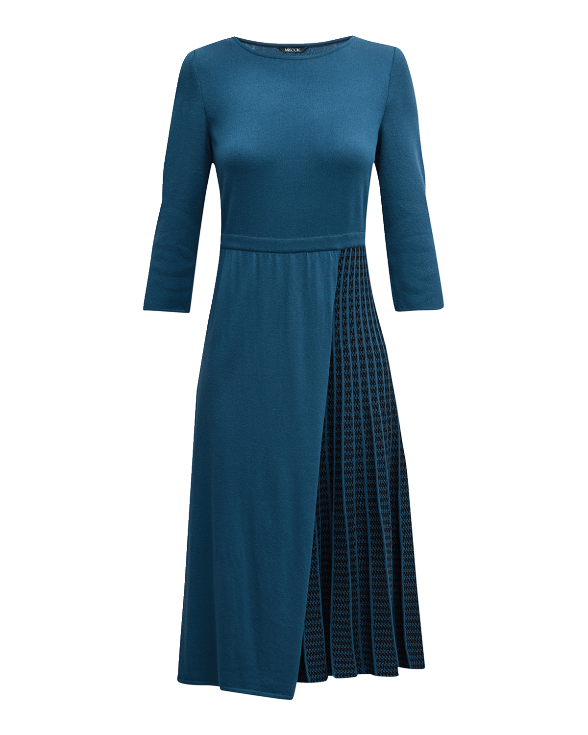 Misook Pleated Short-Sleeve Knit Midi Dress