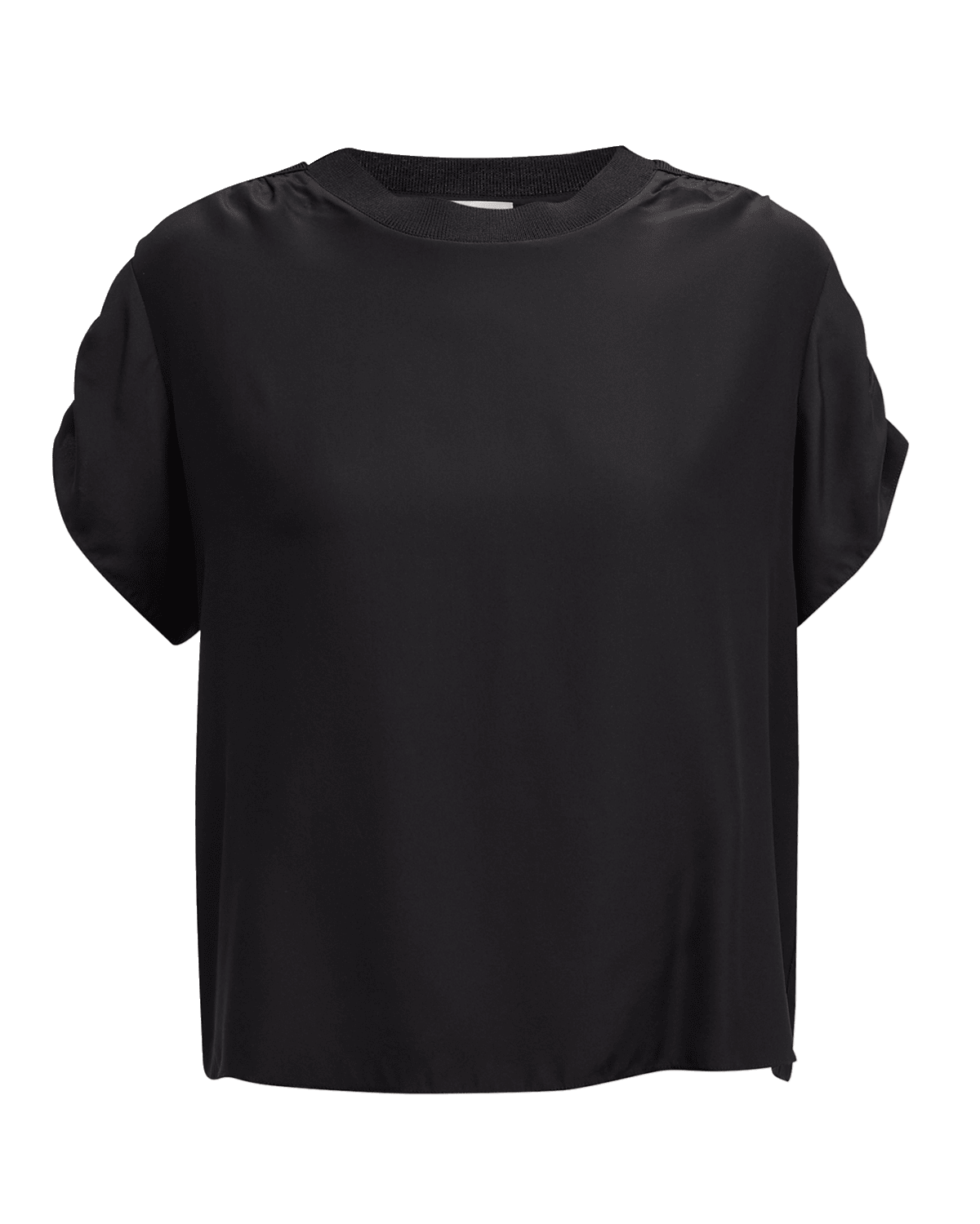 Cinq a Sept Lorainne Short Ruched-Sleeve Silk Top