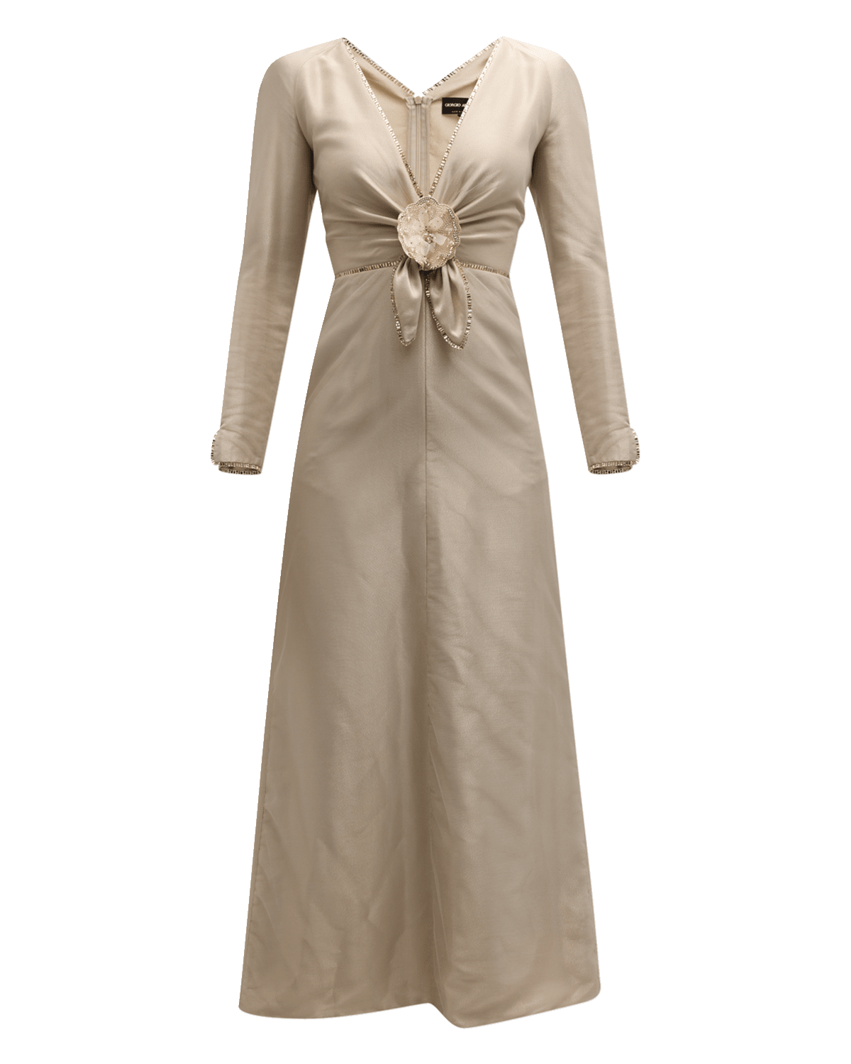 Giorgio Armani Beaded A-Line Dress with Knotted Flower Detail