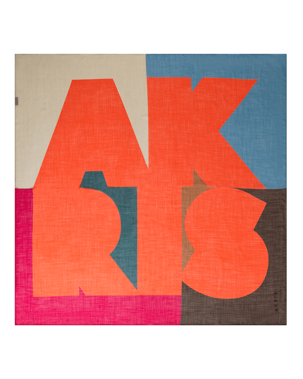 Akris Colorblock Logo-Print Cashmere Silk Scarf