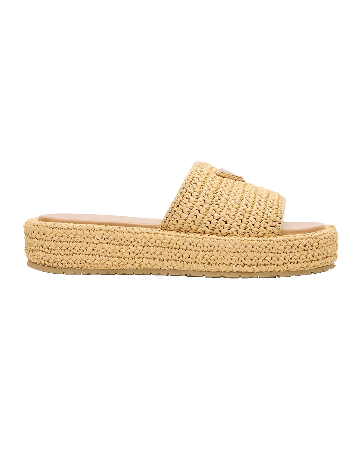 Prada Raffia Single-Band Platform Slides
