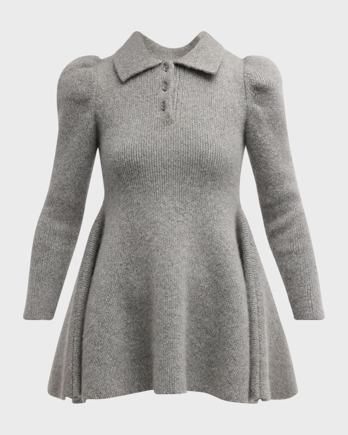 Loewe Long-Sleeve Cashmere Knit Mini Polo Dress