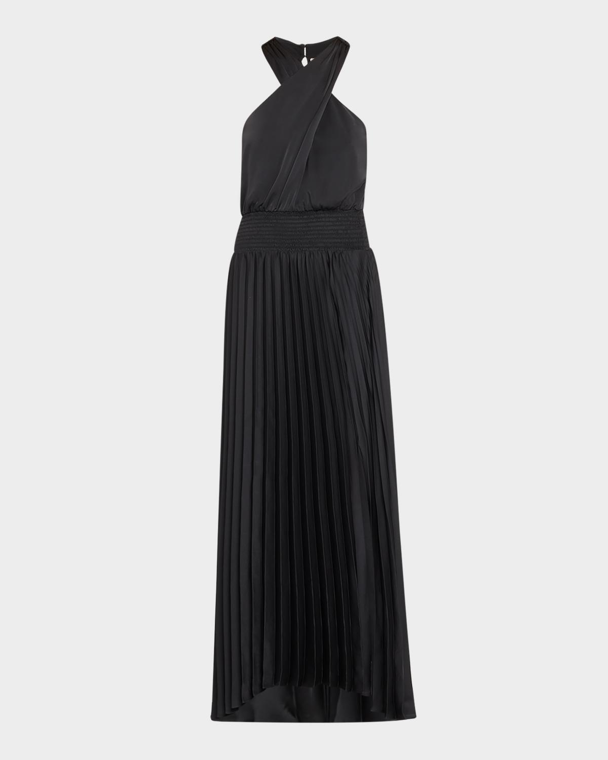 Ramy Brook Arina Pleated Halter Midi Dress