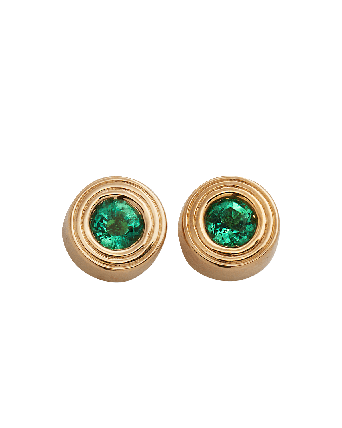 Sydney Evan 14k Yellow Gold Fluted Emerald Stud Earrings