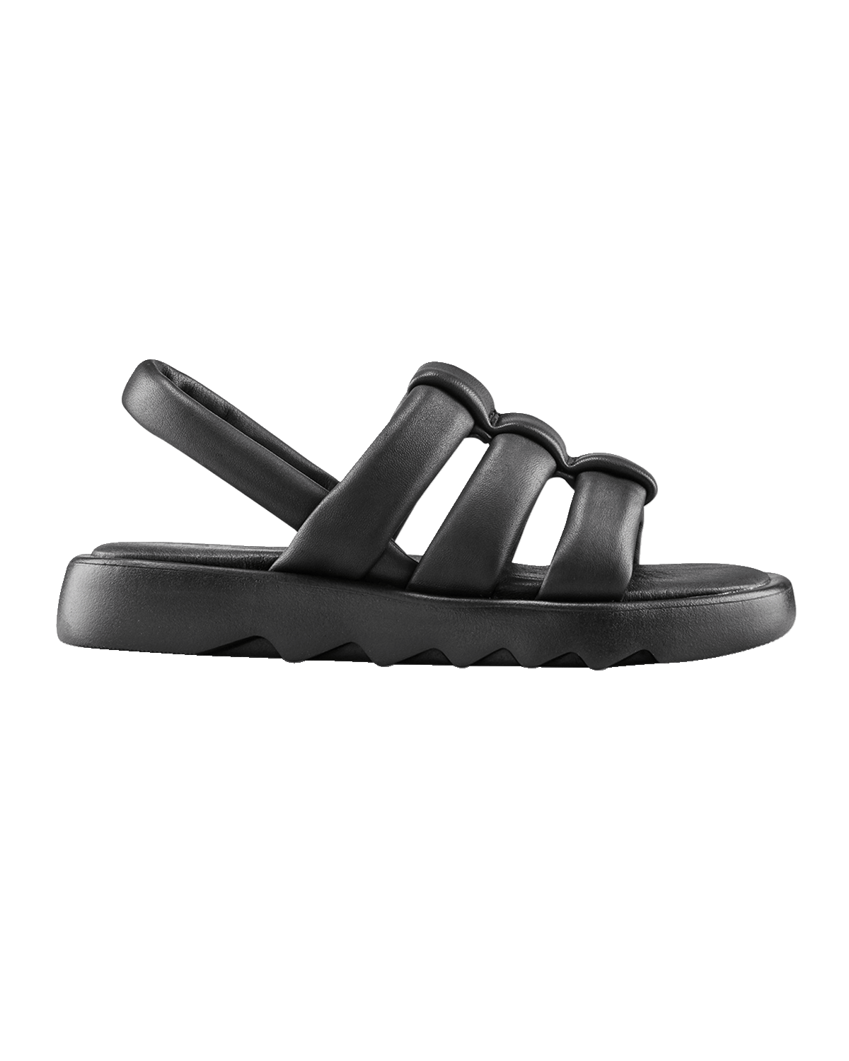 Eileen Fisher Sport Wide-Strap Leather Sandals, Black | Neiman Marcus