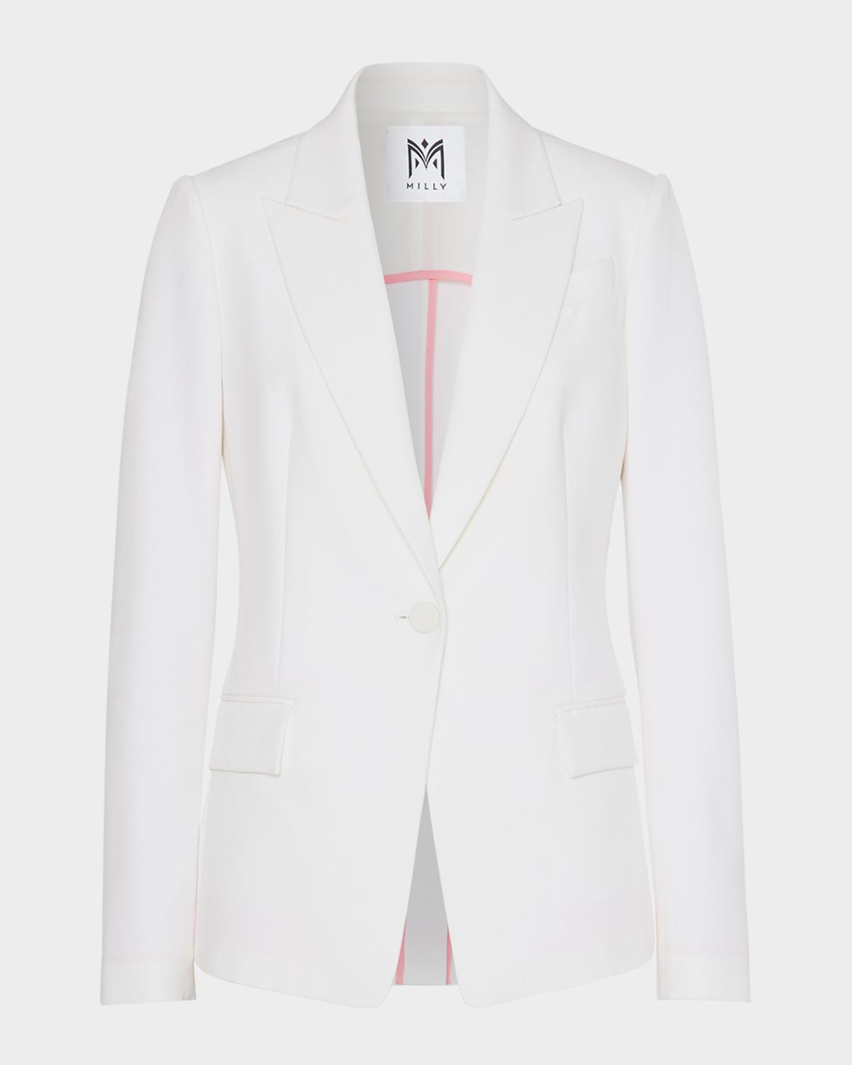 Milly Avery Single-Button Cady Blazer
