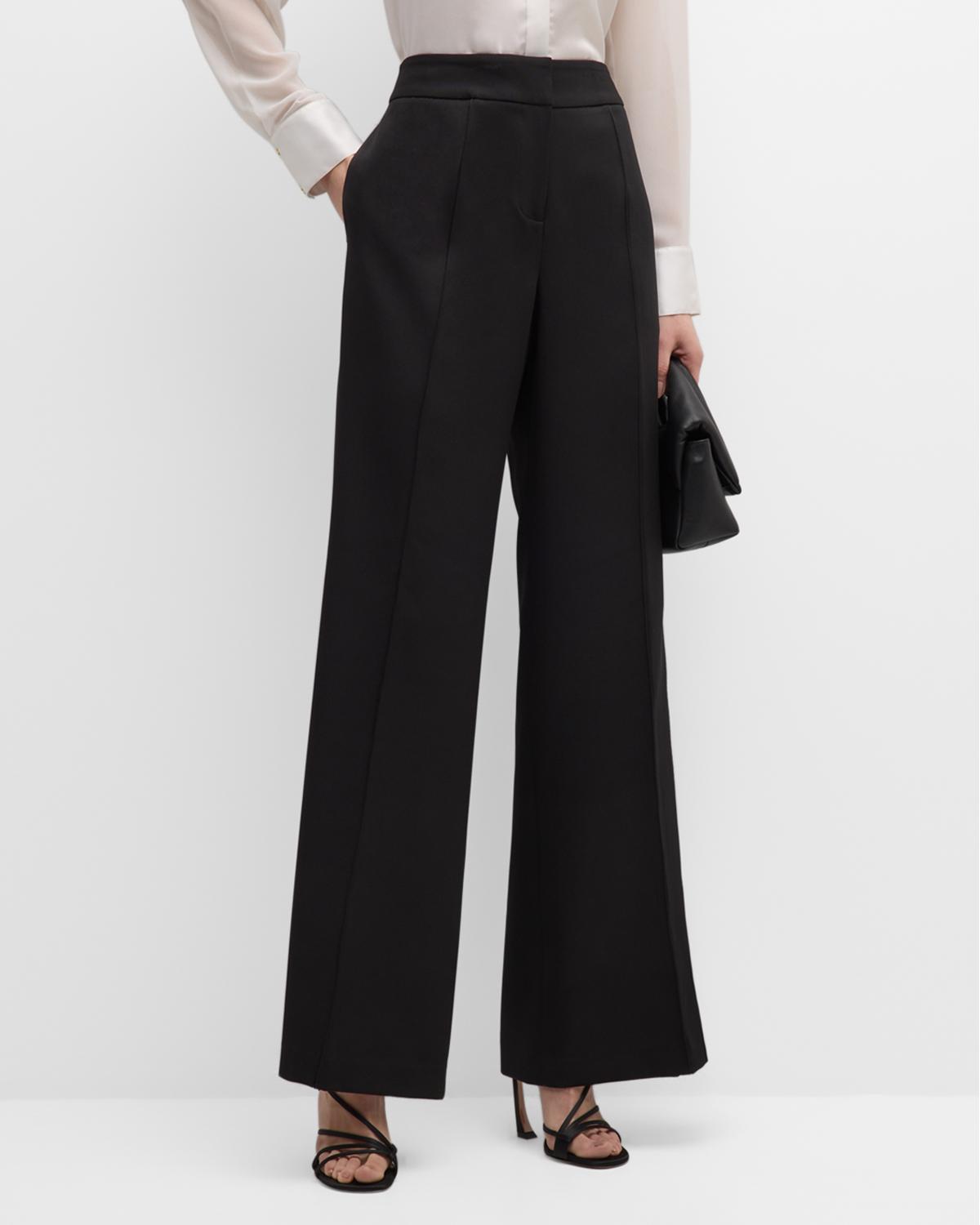 Milly Nash High-Rise Wide-Leg Cady Pants