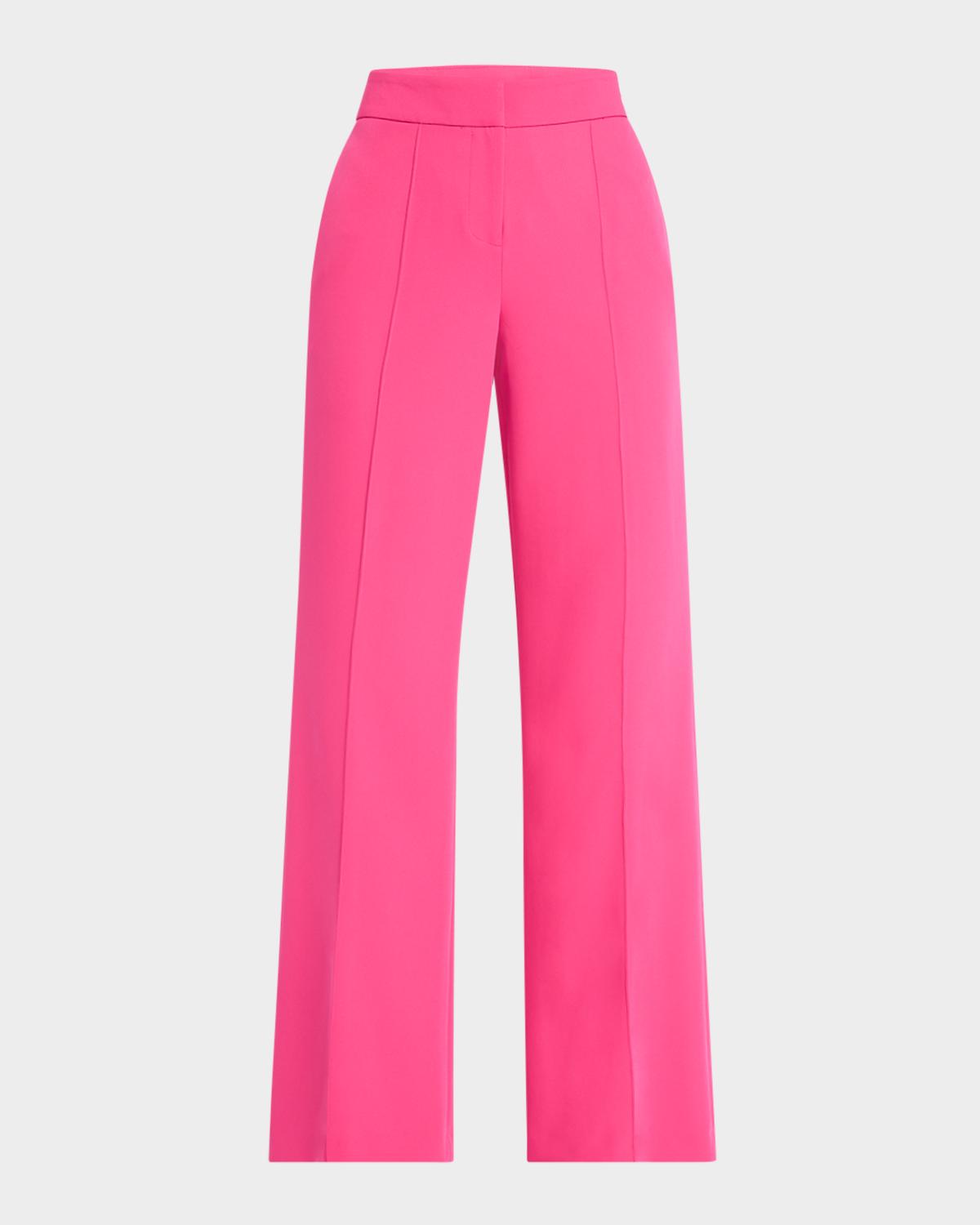 Milly Nash High-Rise Wide-Leg Cady Pants