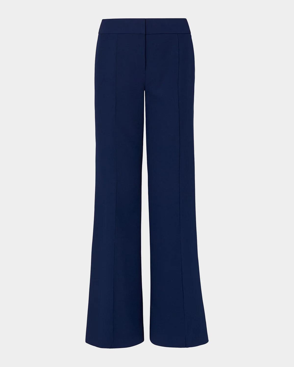 Milly Nash High-Rise Wide-Leg Cady Pants