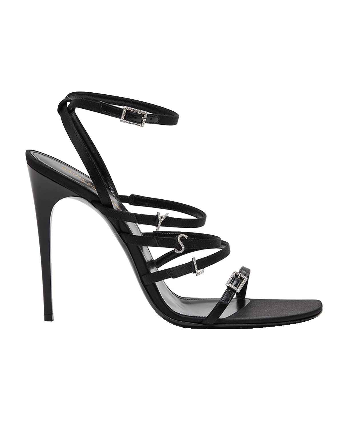 Saint Laurent Free Crystal YSL Strappy Stiletto Sandals