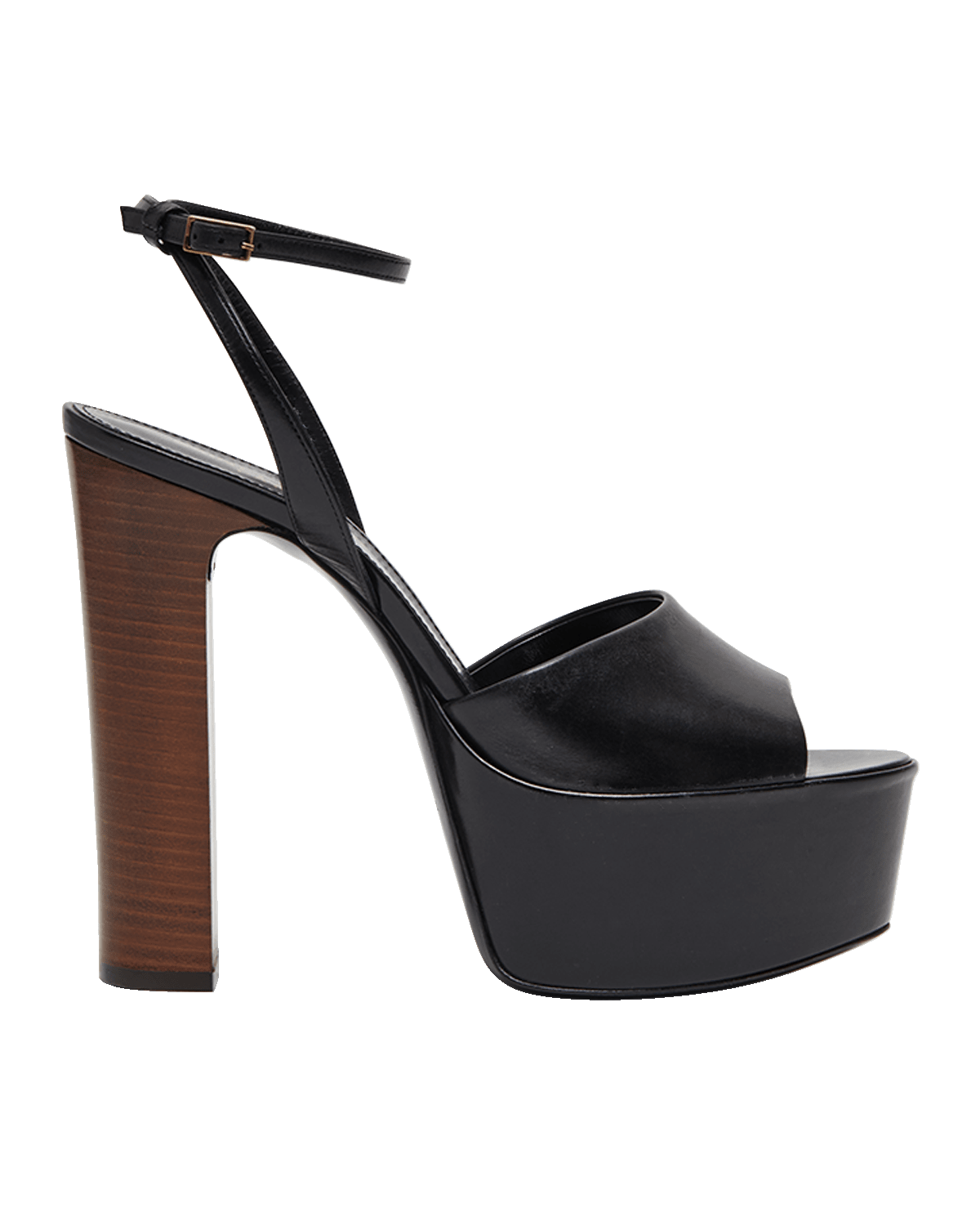 Saint Laurent Jodie Leather Ankle-Strap Platform Sandals