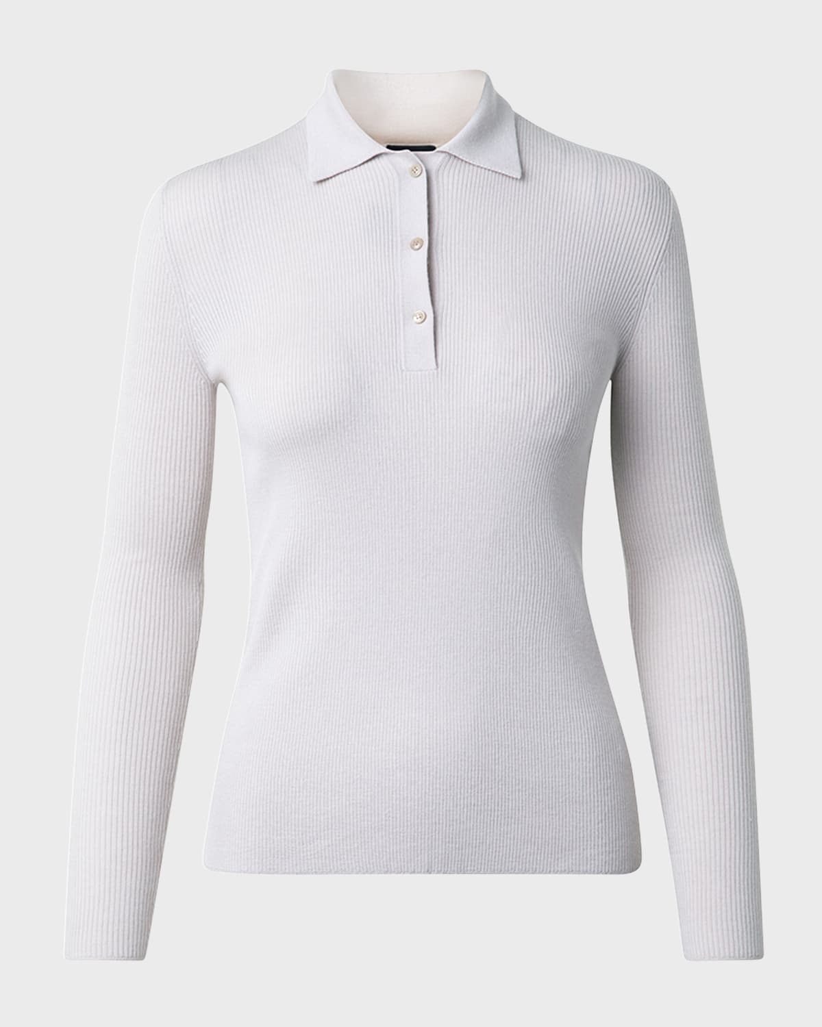 Akris Cashmere Blend Ribbed Knit Collared Pullover