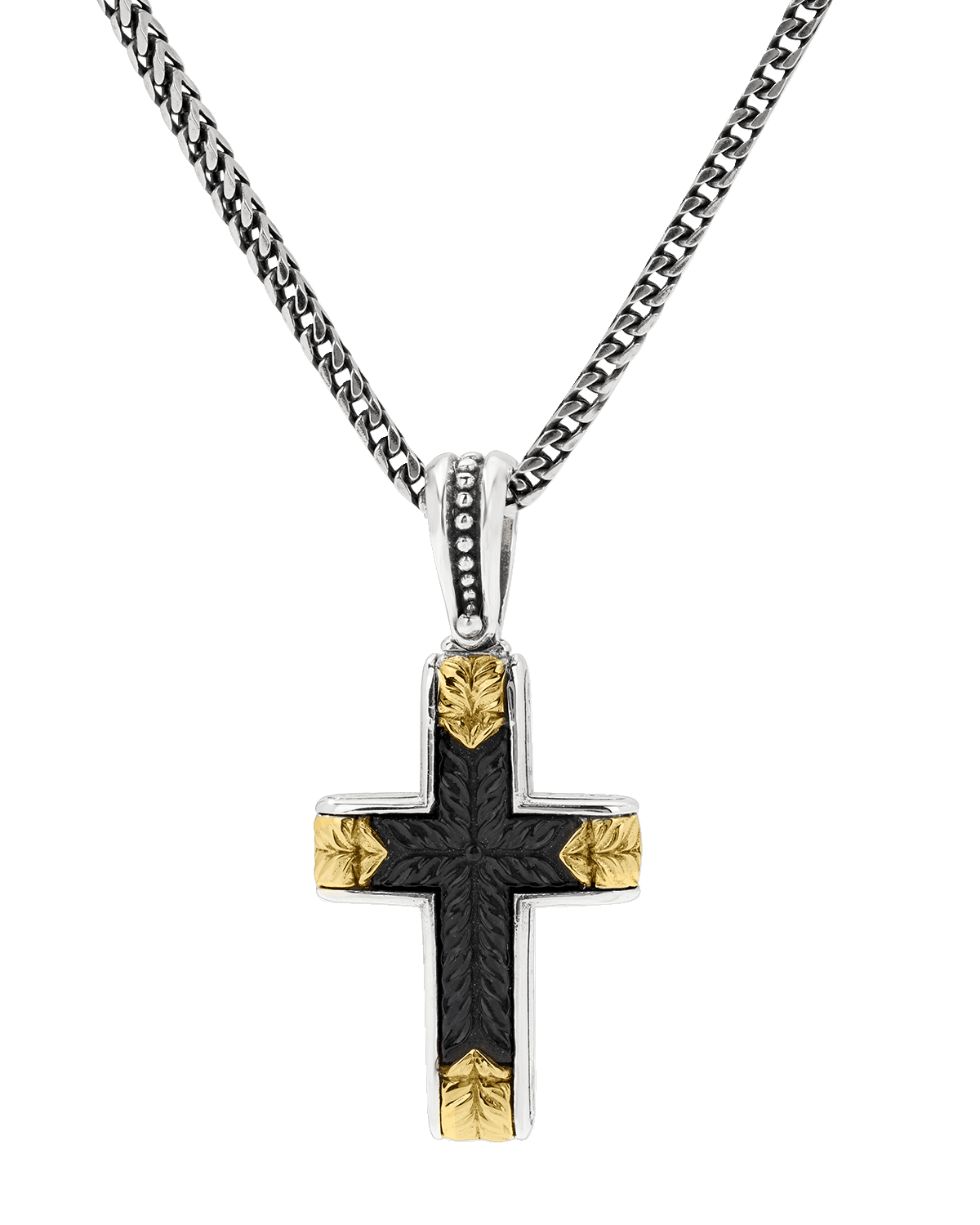Konstantino Men's Two-Tone Black Onyx Cross Pendant