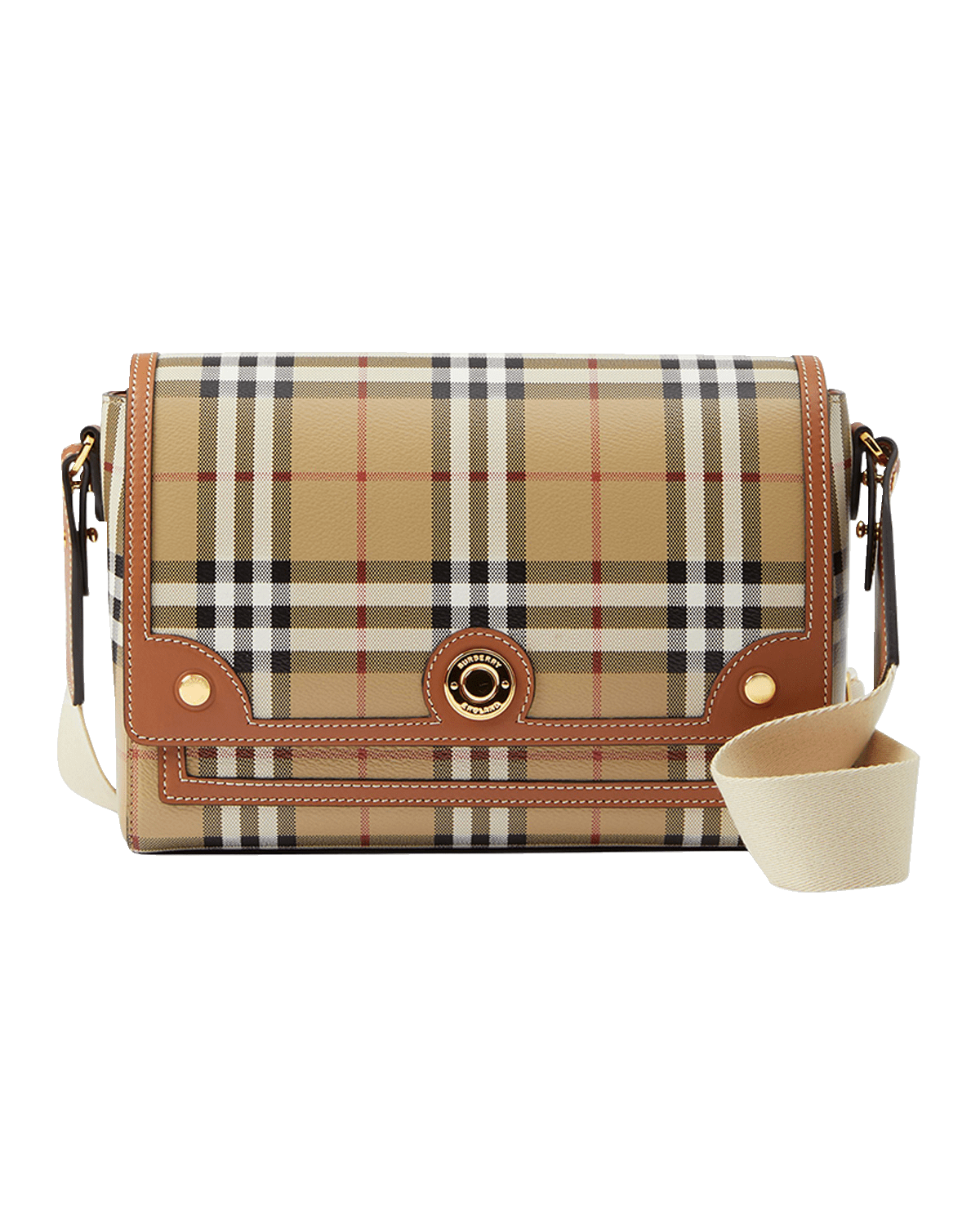 Burberry Note Check Flap Crossbody Bag
