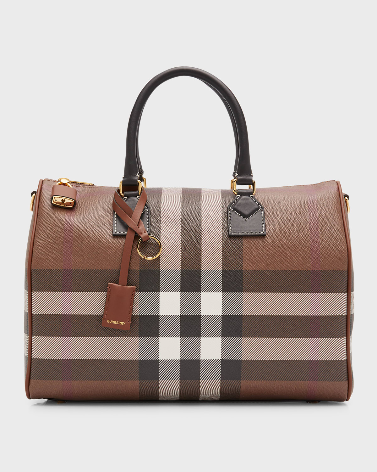Burberry Medium Check Bowling Top-Handle Bag