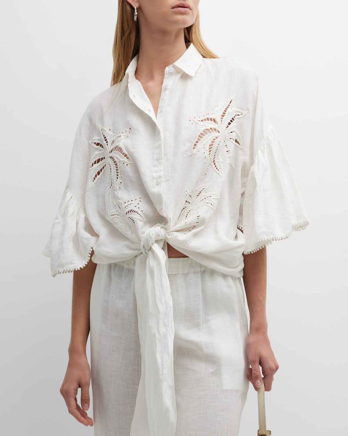 Lime Eyelet Printed Top