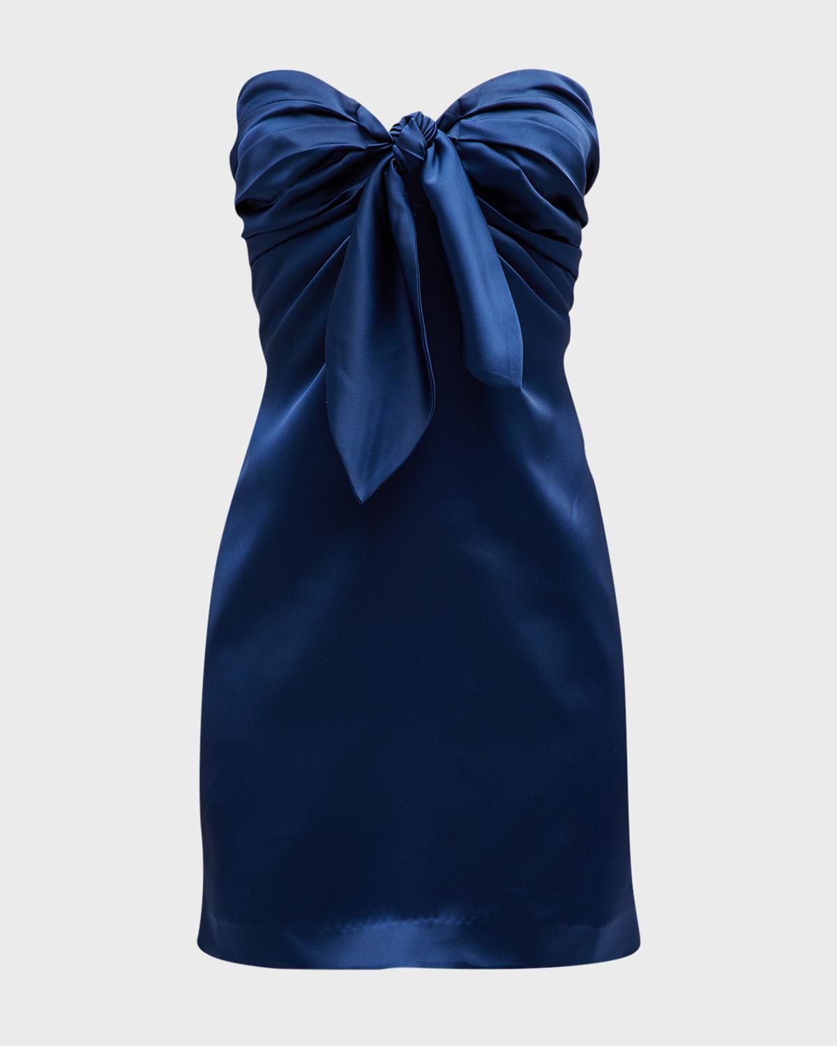 Ramy Brook Orion Strapless Tie-Front Satin Mini Dress