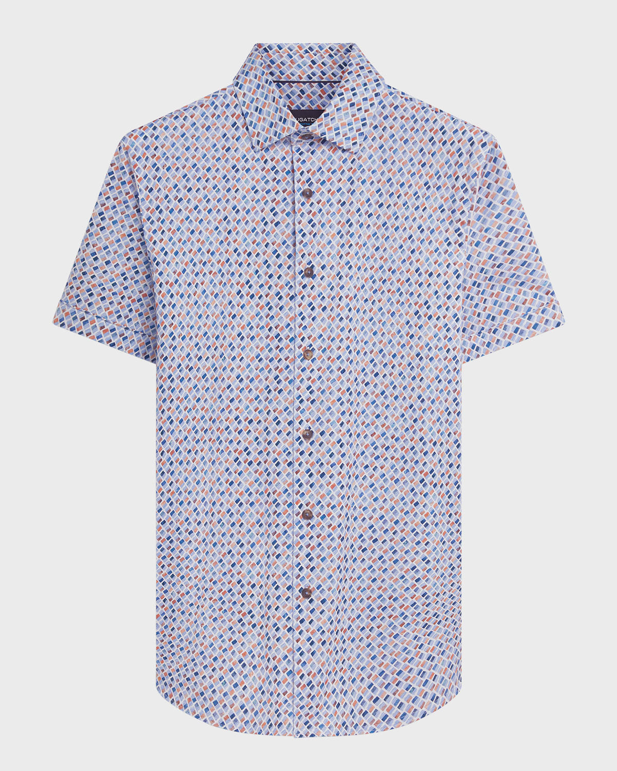 Bugatchi Men's OoohCotton Tech Diamond-Print Sport Shirt