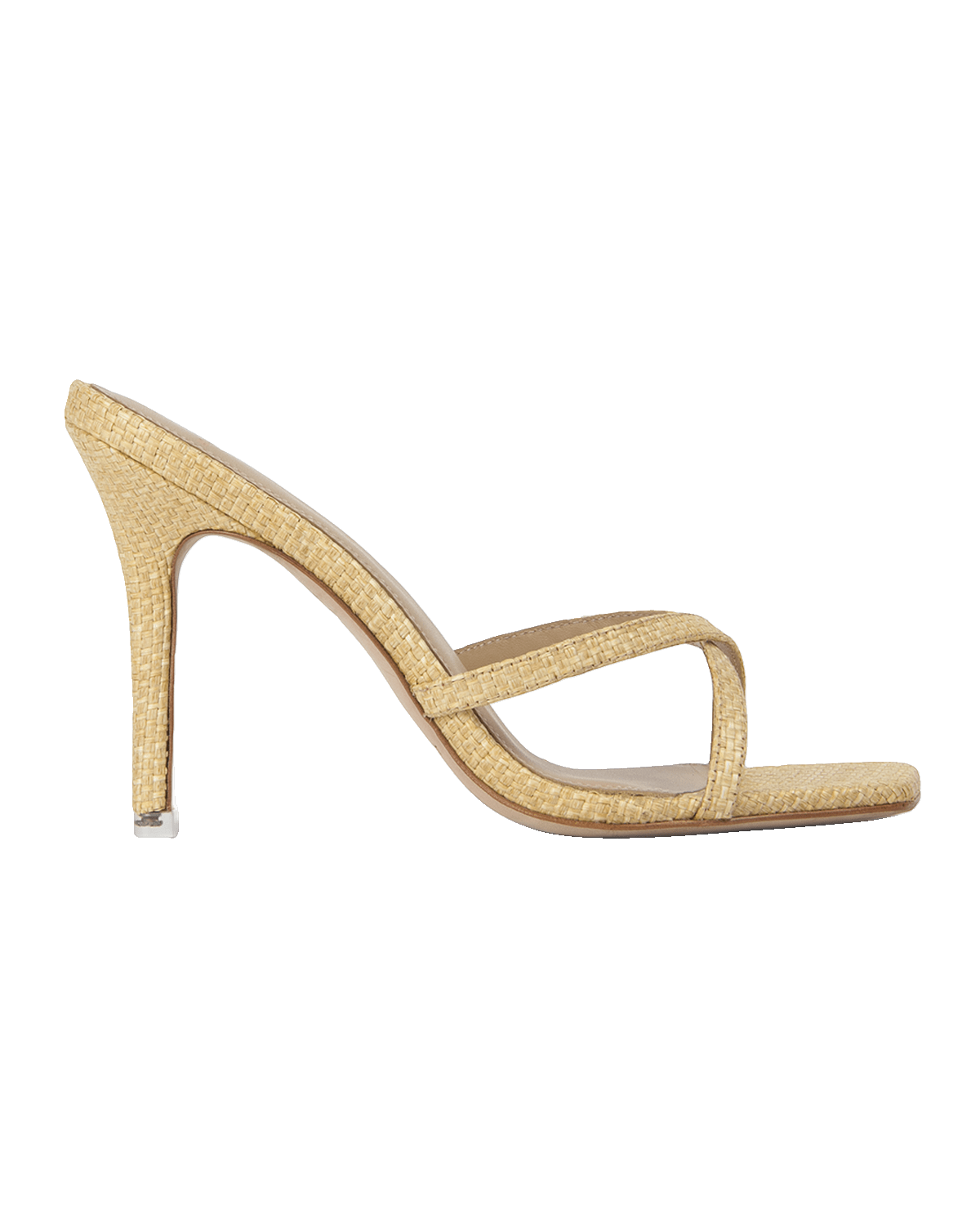 Black Suede Studio Arielle Raffia Crisscross Slide Sandals