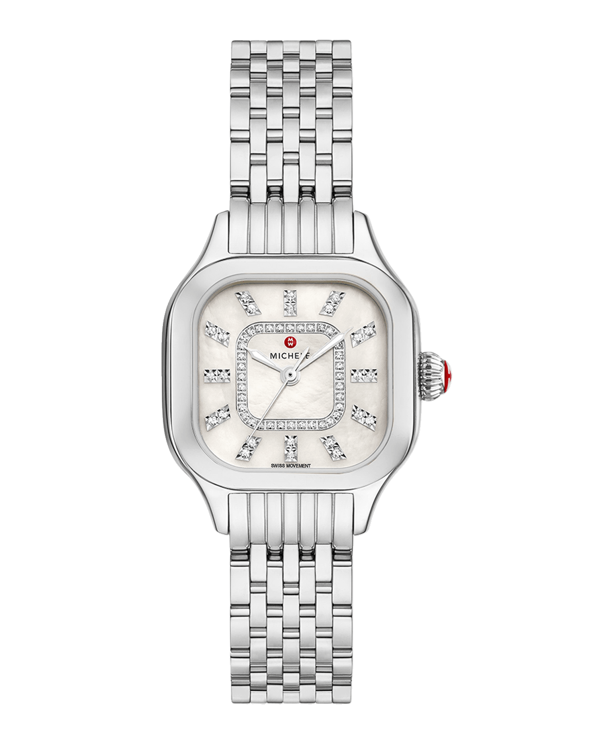 MICHELE 29mm Meggie Diamond Dial and Mother-of-Pearl Watch, Stainless Steel