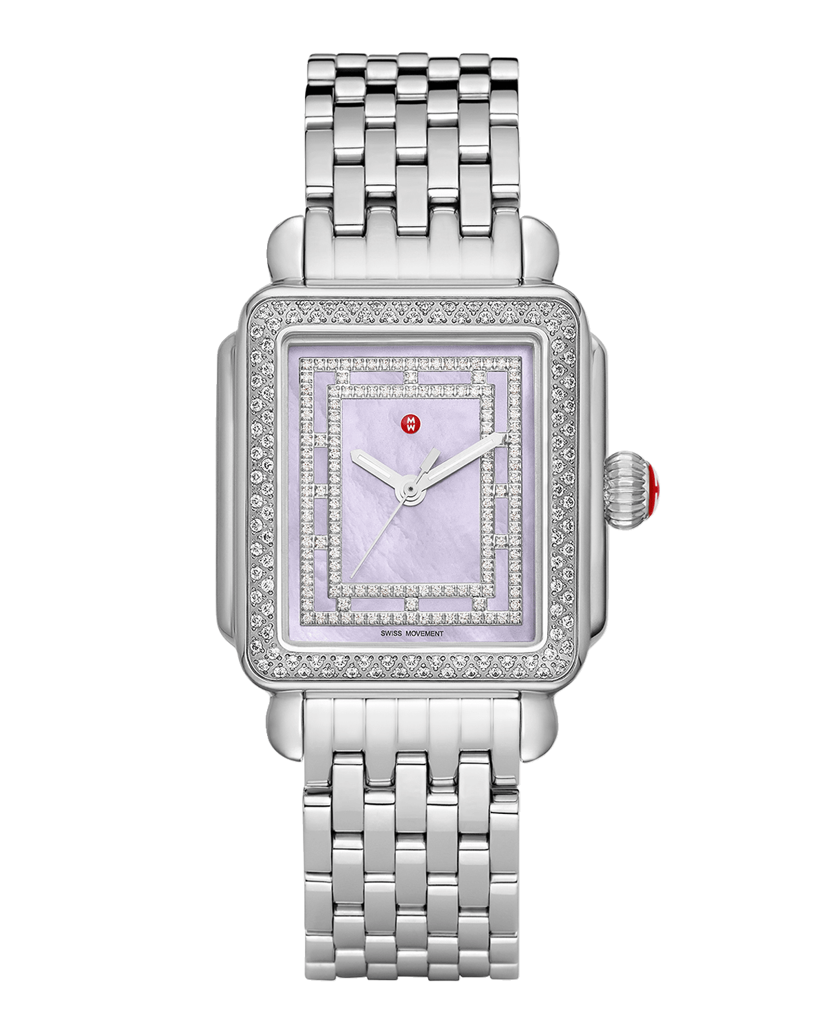 MICHELE Limited Edition Deco Madison Diamond and Lilac Mother-of-Pearl Watch