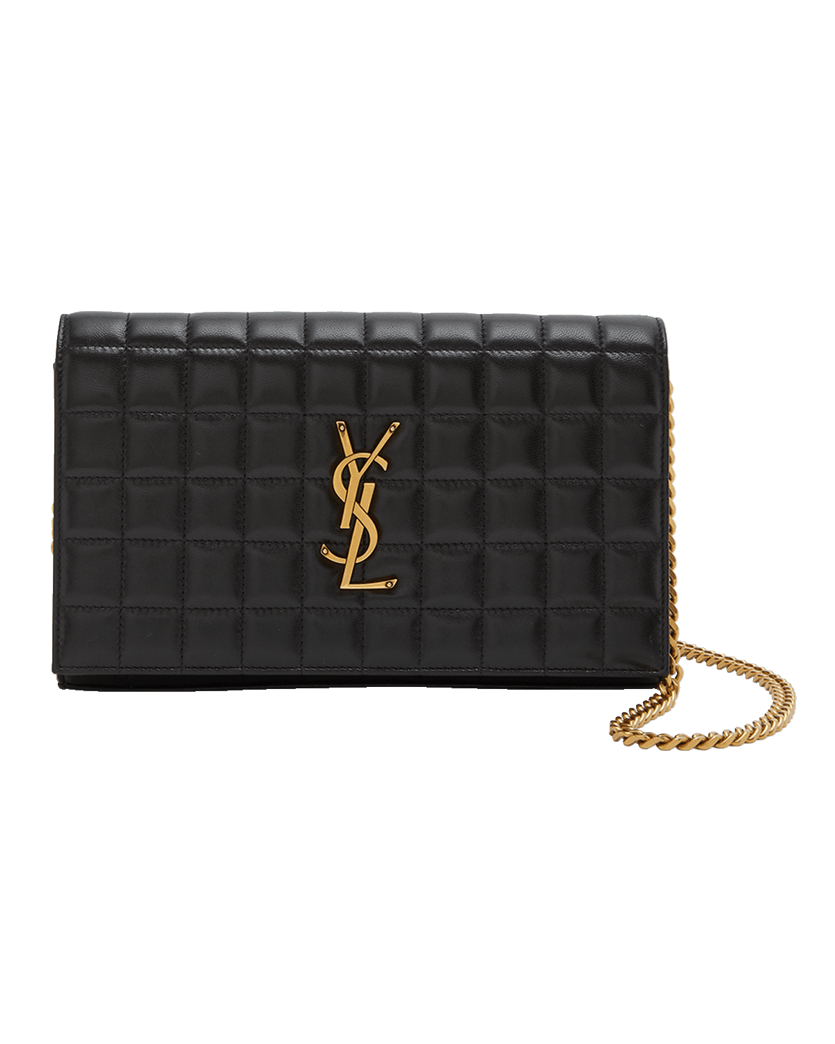 Saint Laurent Cassandre YSL Wallet on Chain in Quilted Smooth Leather