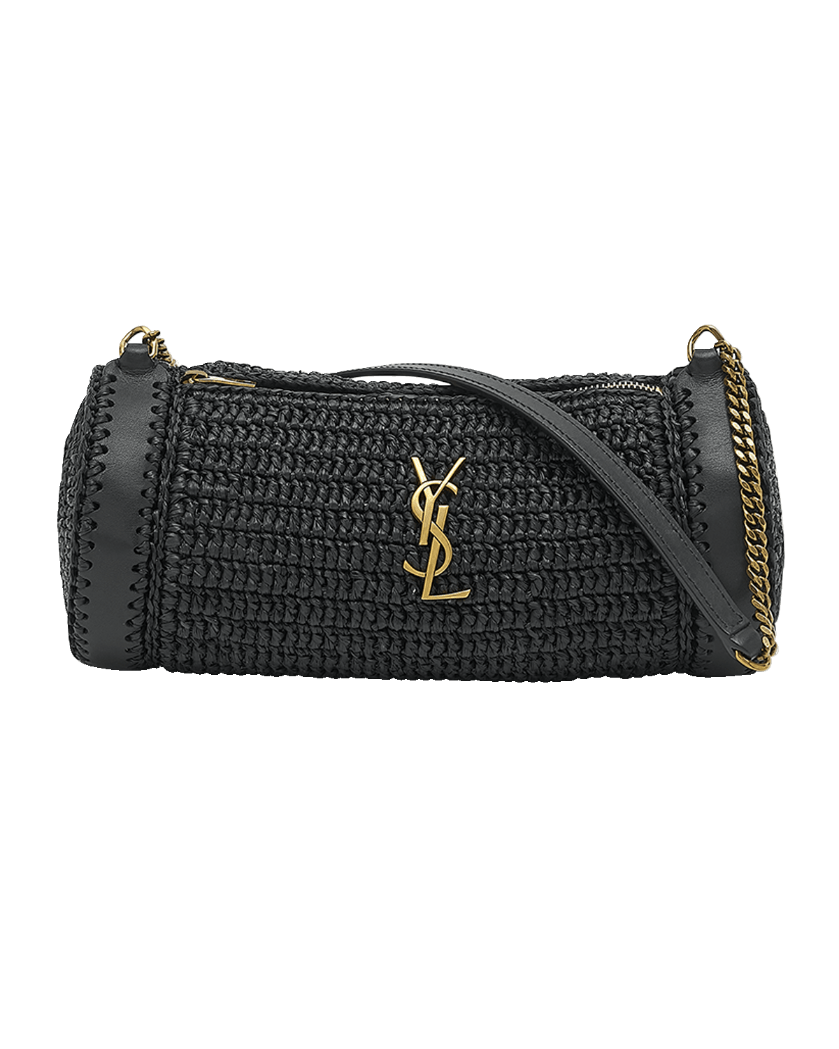 Saint Laurent Cassandre Small YSL Tube Shoulder Bag in Raffia
