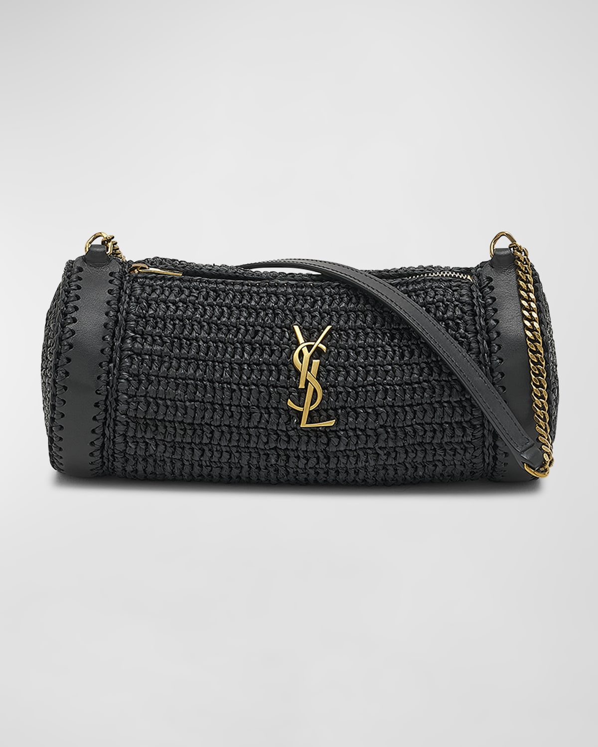 Saint Laurent Cassandre Small YSL Tube Shoulder Bag in Raffia