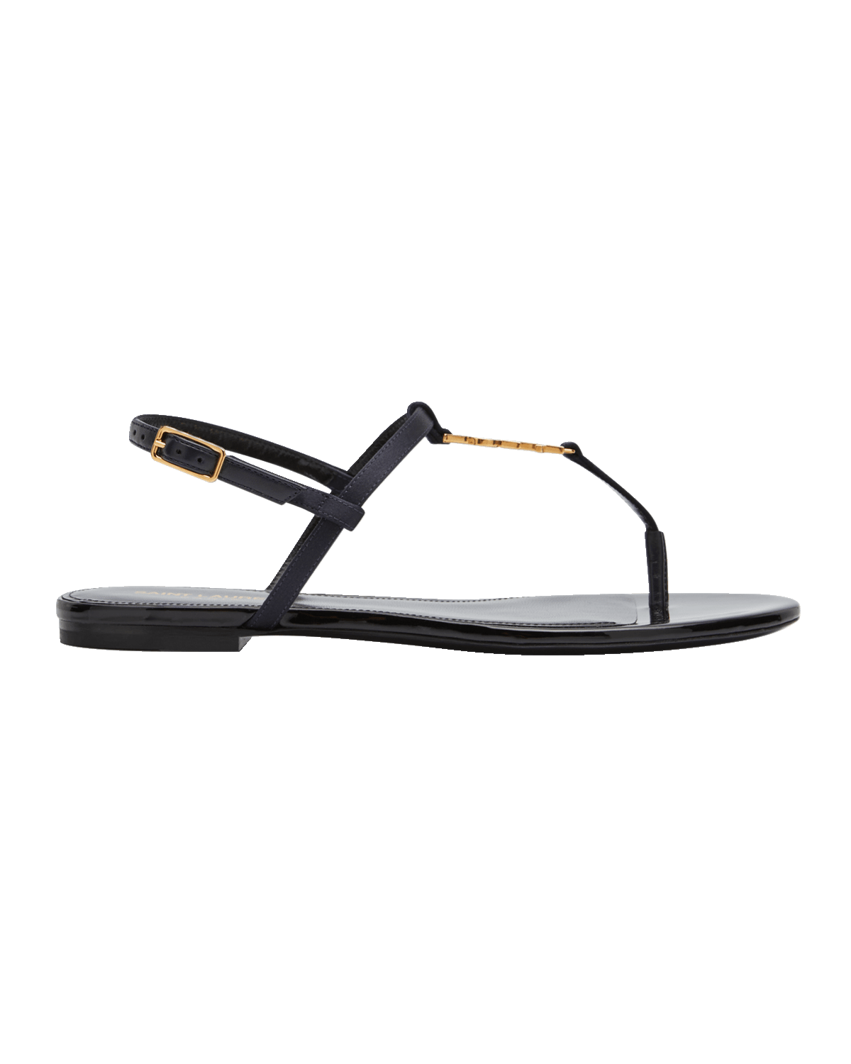 Saint Laurent Cassandra YSL Medallion Flat Sandals