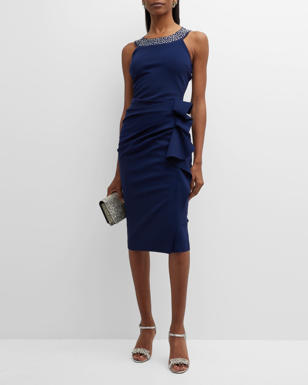 Blue Midi Sheath Dress | Neiman Marcus