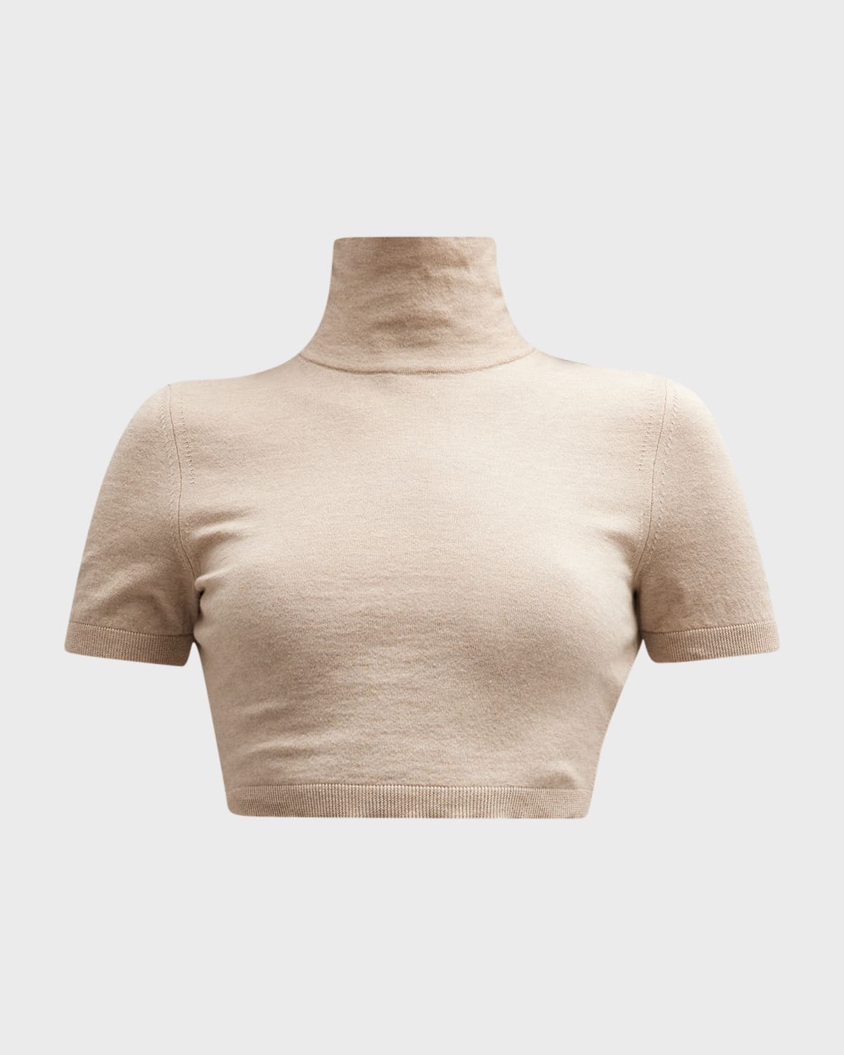 Max Mara Aire Turtleneck Short-Sleeve Crop Sweater