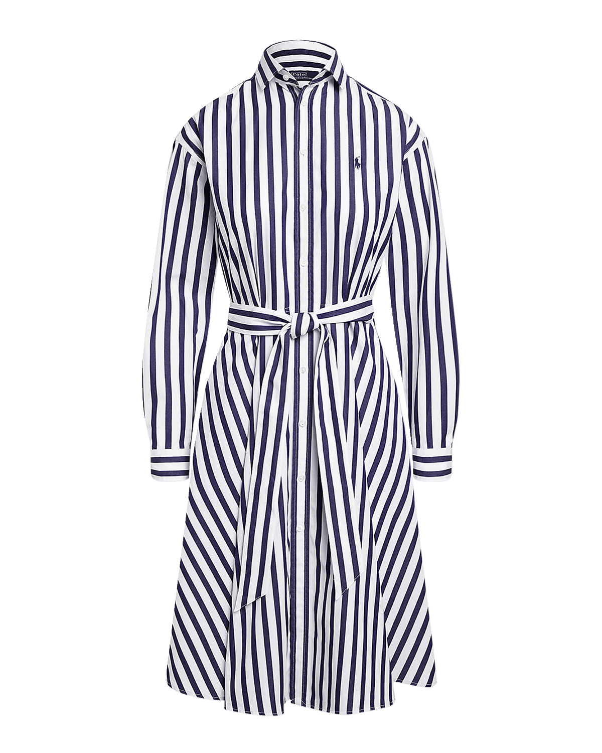 Polo Ralph Lauren Belted Striped Cotton Shirtdress