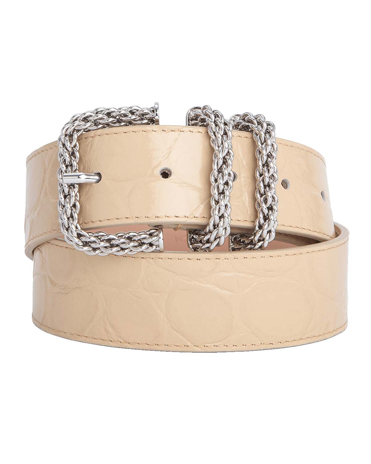 BY FAR Kat Croc-Embossed Leather Skinny Belt | Neiman Marcus
