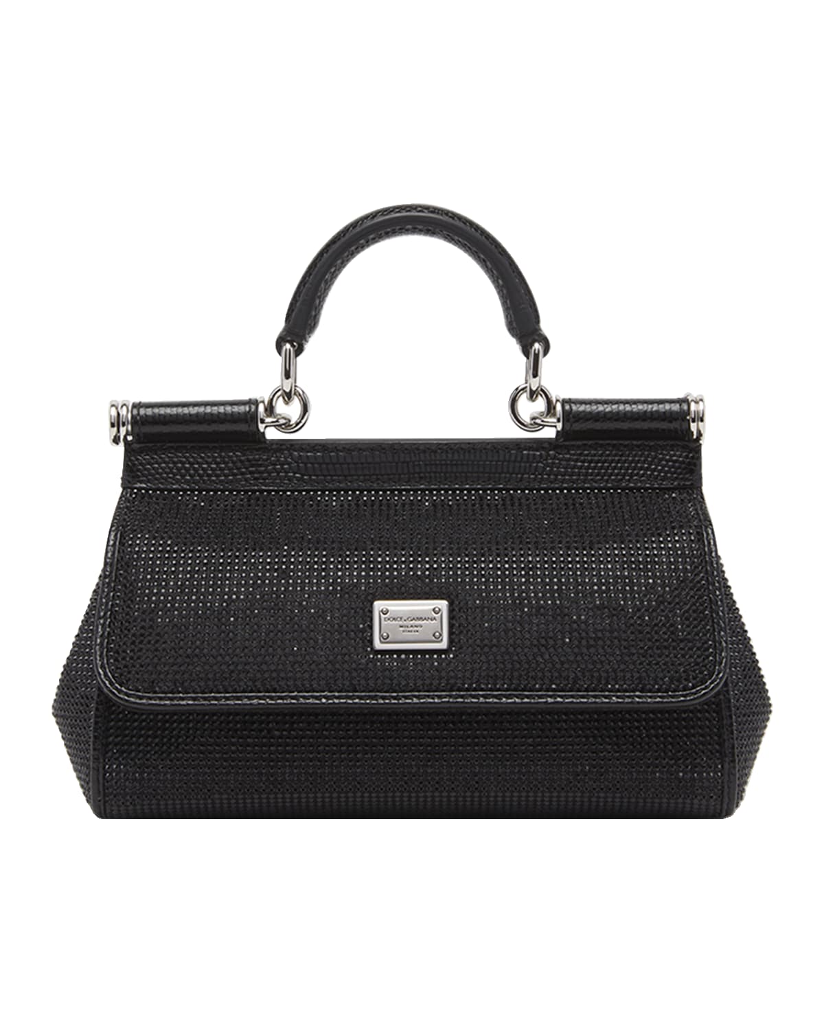 Dolce&Gabbana Sicily Crystal Leather Top-Handle Bag