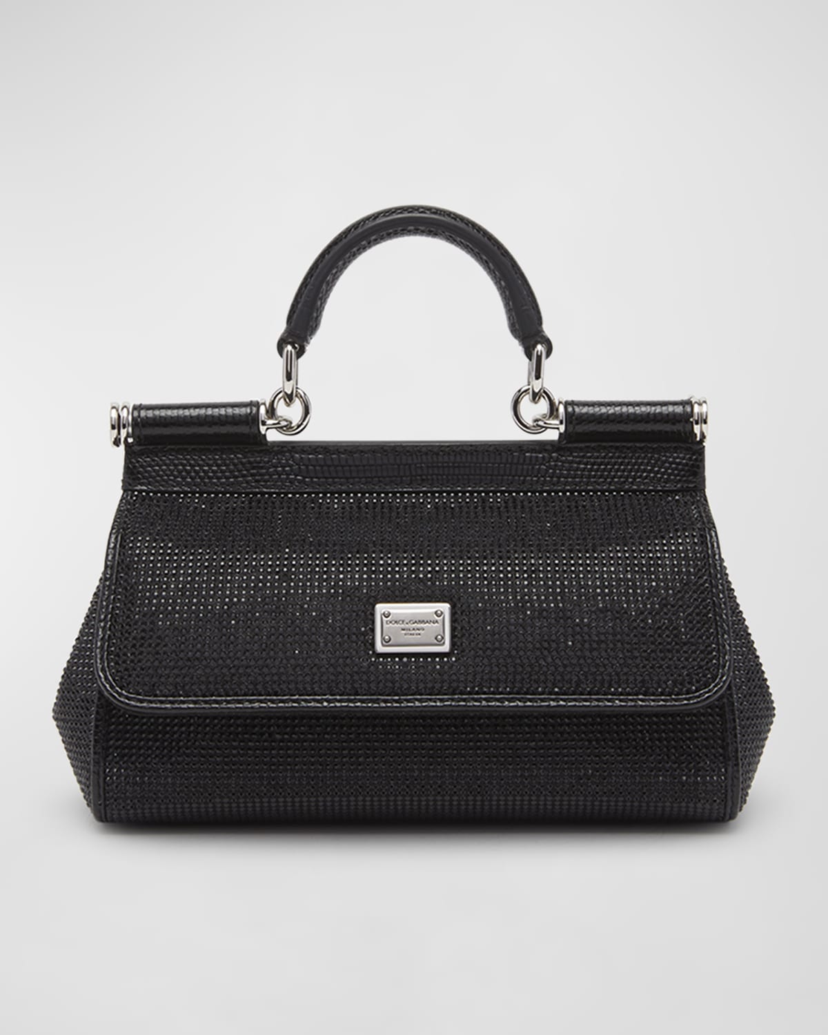 Dolce&Gabbana Sicily Crystal Leather Top-Handle Bag